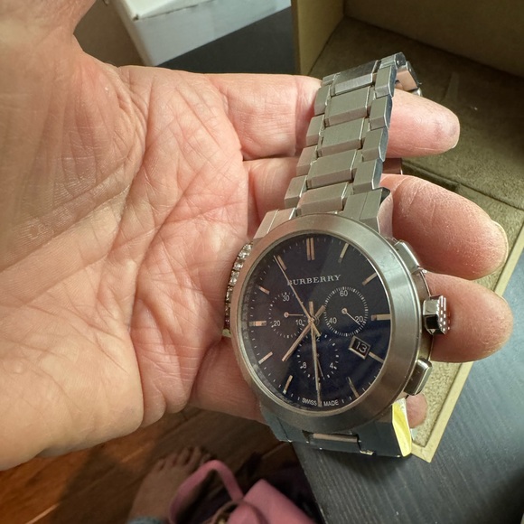 Burberry Silver Watch with Blue Face-BU9363 - Picture 4 of 14
